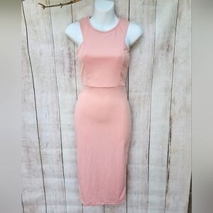 Light Pink Sleeveless Bodycon Midi Pencil Dress